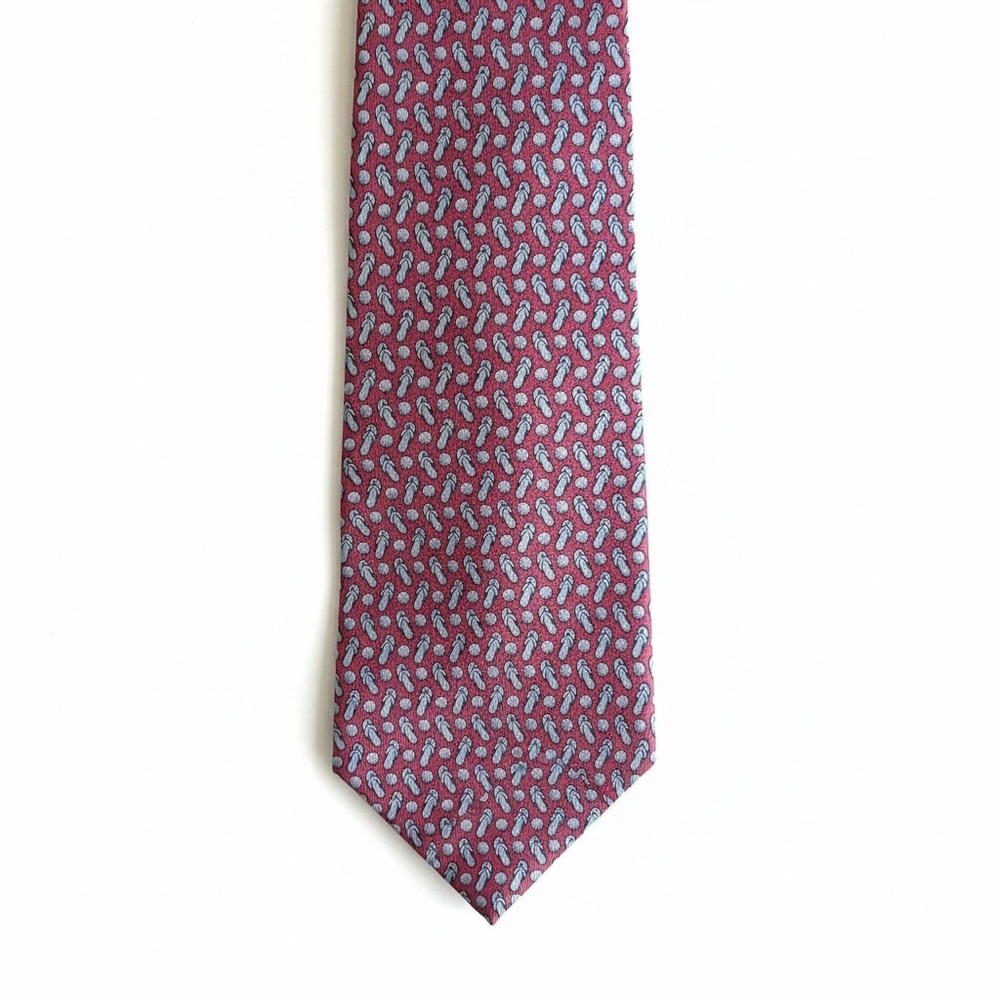 Vineyard Vines Flip Flop Print Silk Necktie Preppy Wedding Office Pink One Size